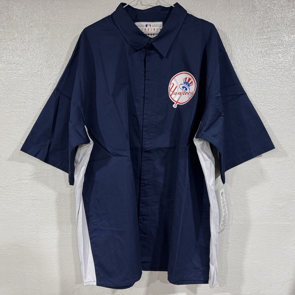 New York Yankees JH Design Top Hat Full-Snap Button Down NY Logo Pit Shirt 3X